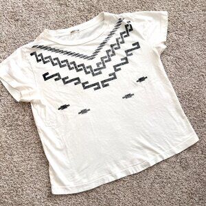 MOTHER - Aztec Print T Shirt - Size Small - White & Black